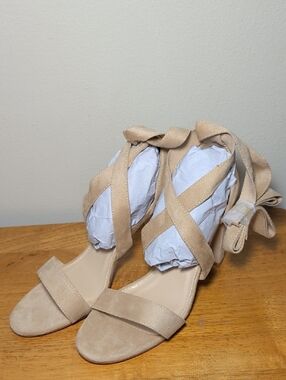 Faux Suede Strappy Block Heel Sandals Tan Chunky Carcuume Ellery Women's Size 9